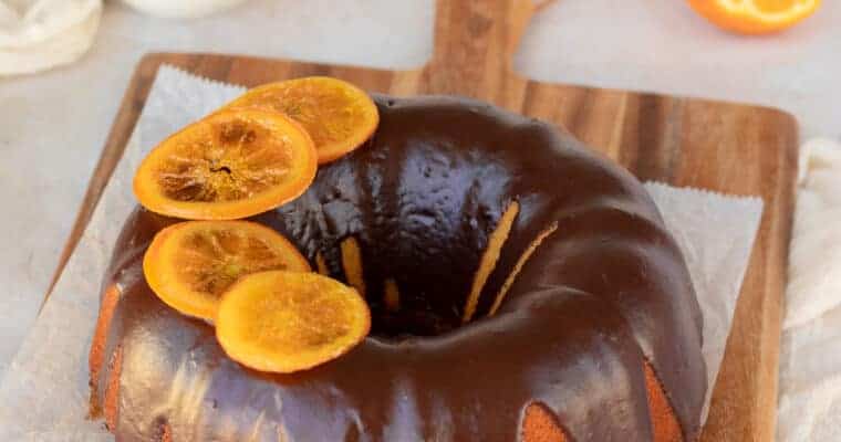 Extra Moist Orange Bundt Cake with Chocolate Glaze