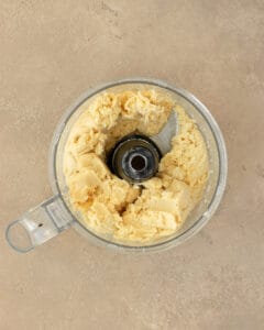 Photo of the shortcrust dough for pasta flora in the food processor.