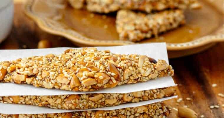 Pasteli: Greek Honey Sesame Bars with Peanuts