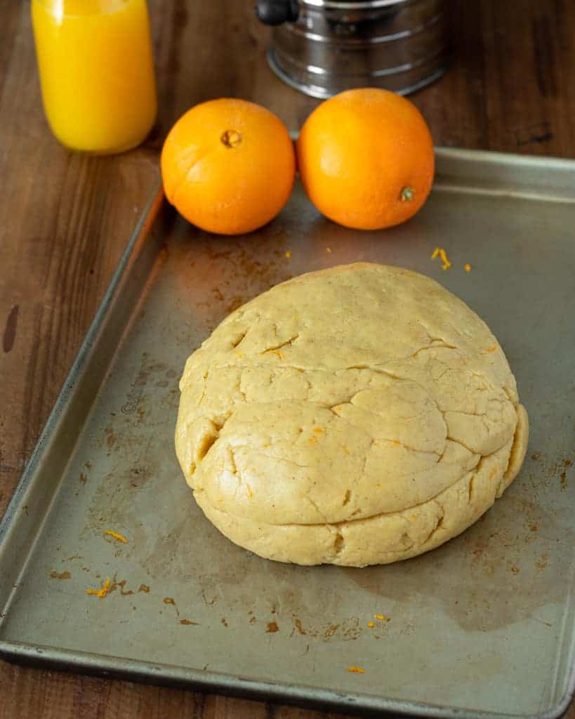 The dough for orange cookies is ready.