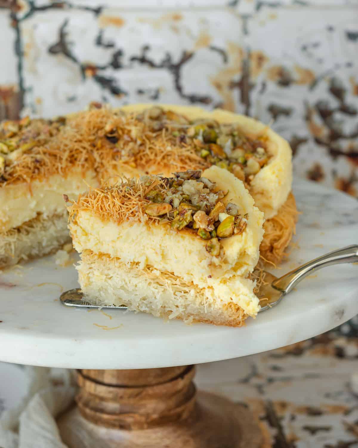 Kataifi Cheesecake with Walnuts and Pistachios - siftnwhisk