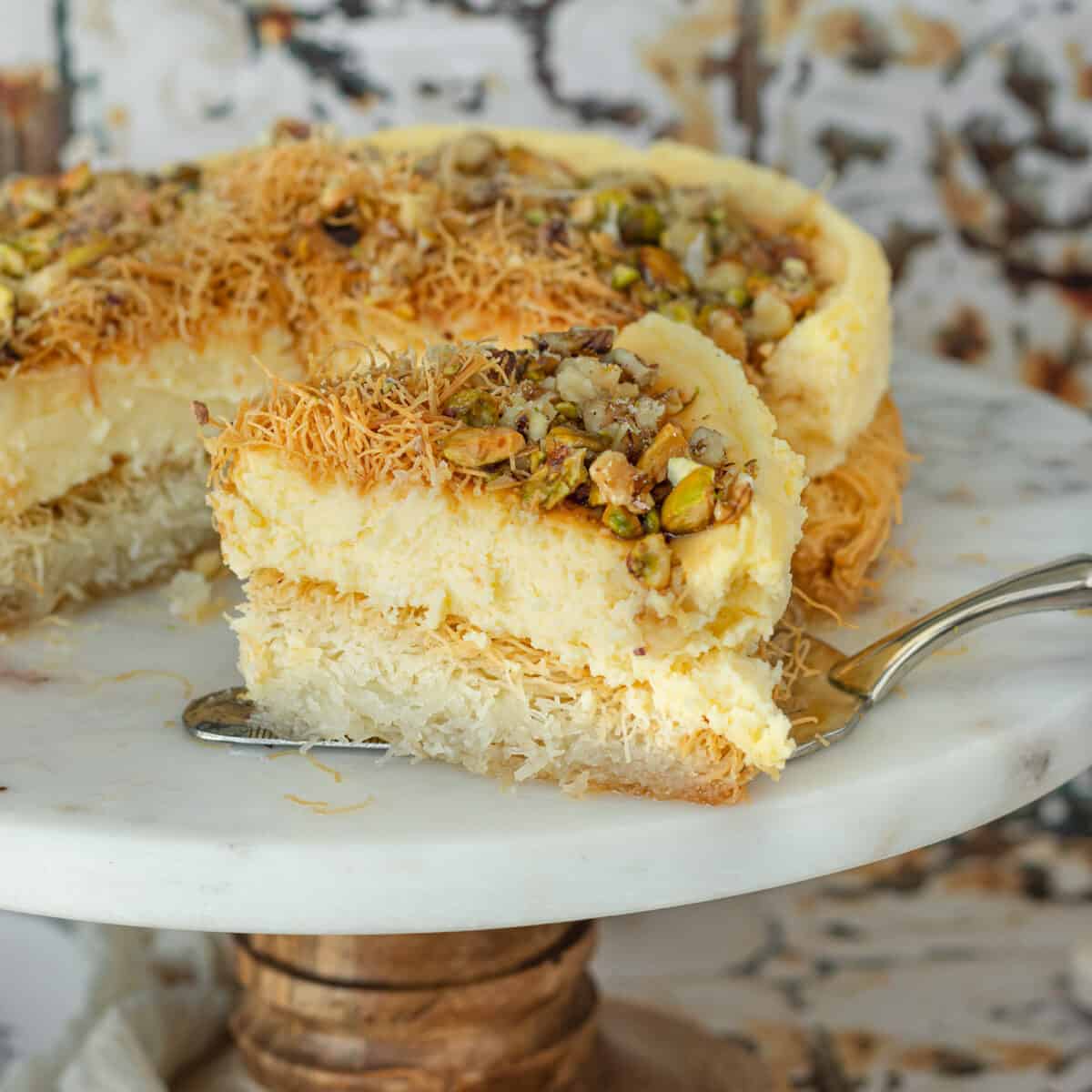 Kataifi Cheesecake with Walnuts and Pistachios