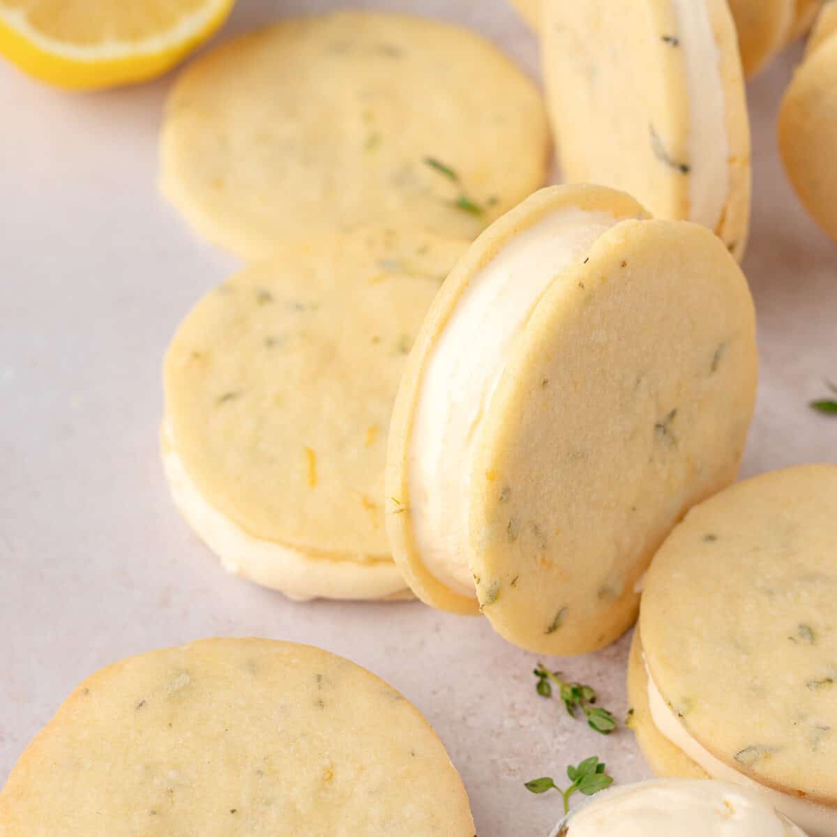 Lemon Thyme Ice Cream Sandwich Cookies