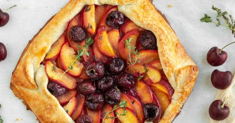 Rustic Summer Peach and Cherry Galette