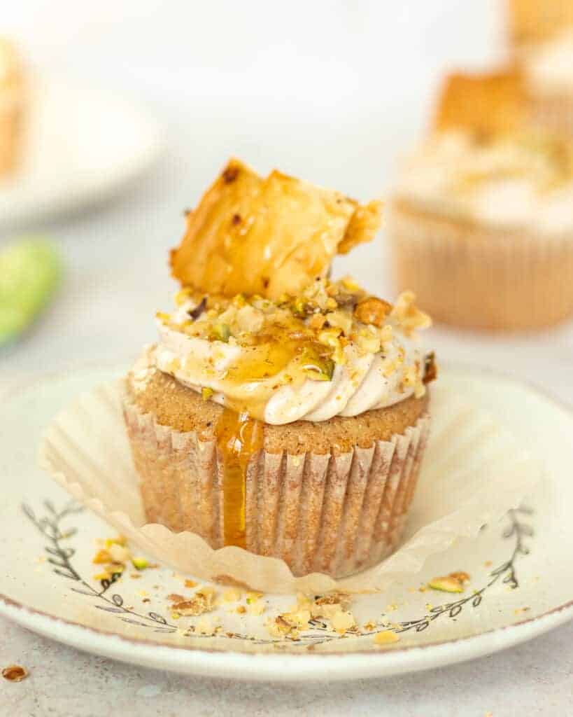 Baklava Cupcakes with Honey Frosting - siftnwhisk