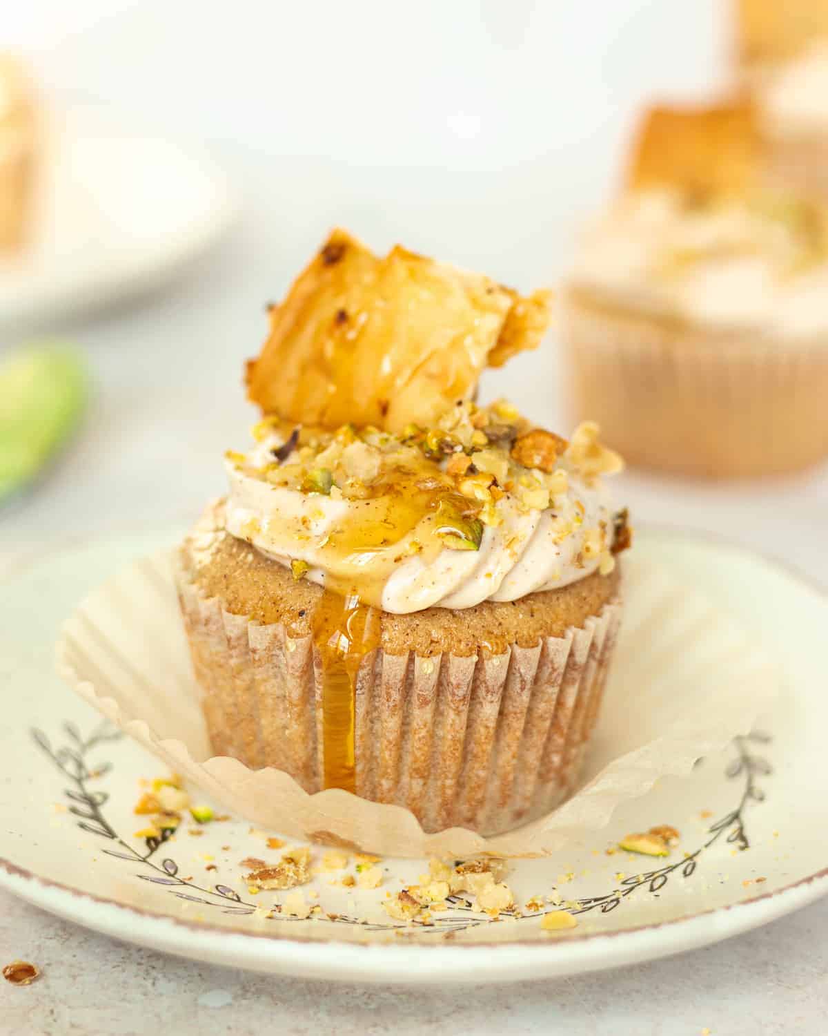 Baklava Cupcakes with Honey Frosting