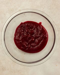 The cranberry sauce after straining.