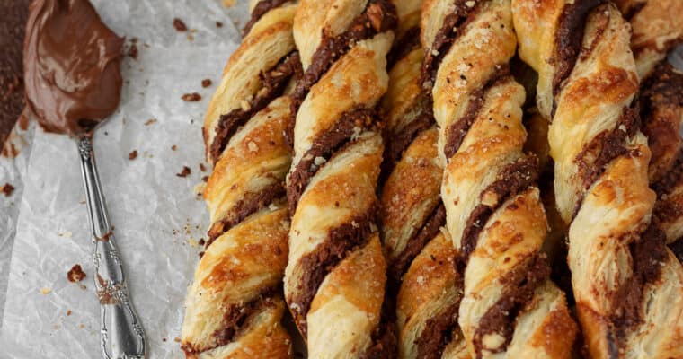 Chocolate Puff Pastry Twists with Hazelnuts