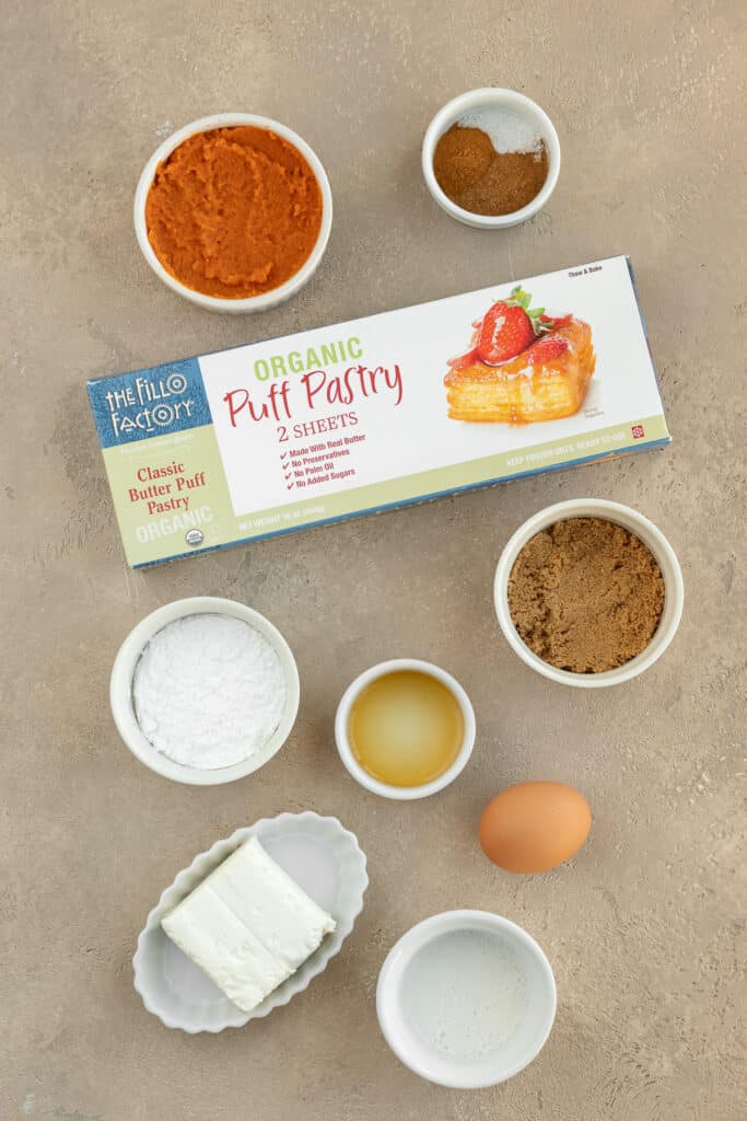 Photo of ingredients needed to make puff pastry pumpkin pop tarts
